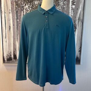 Tommy Bahama Men's Teal Emfielder Tencel Modal Blend Long-Sleeve Polo NWOT - XL